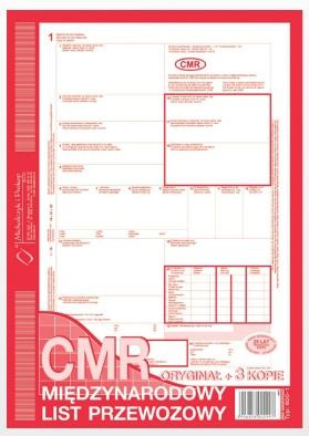 CMR Międzynarodowy list przewozowy A4 oryginał + 3 kopie