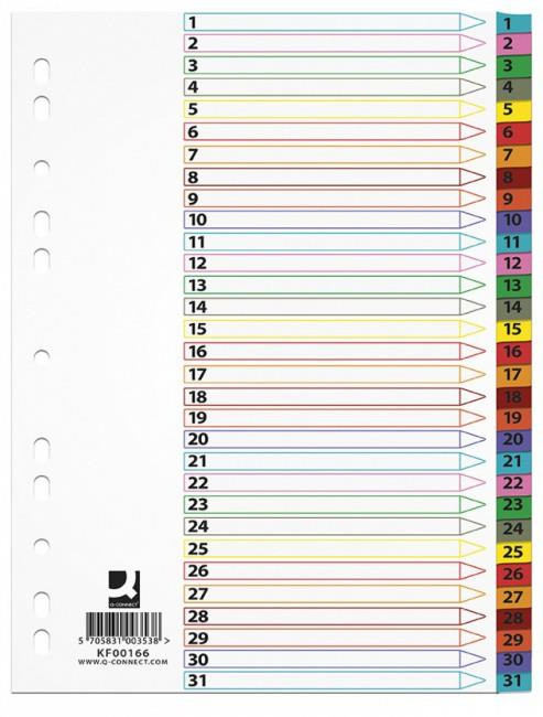 Przekładki do segregatora A4 kolorowe 1-31 Mylar Q-Connect