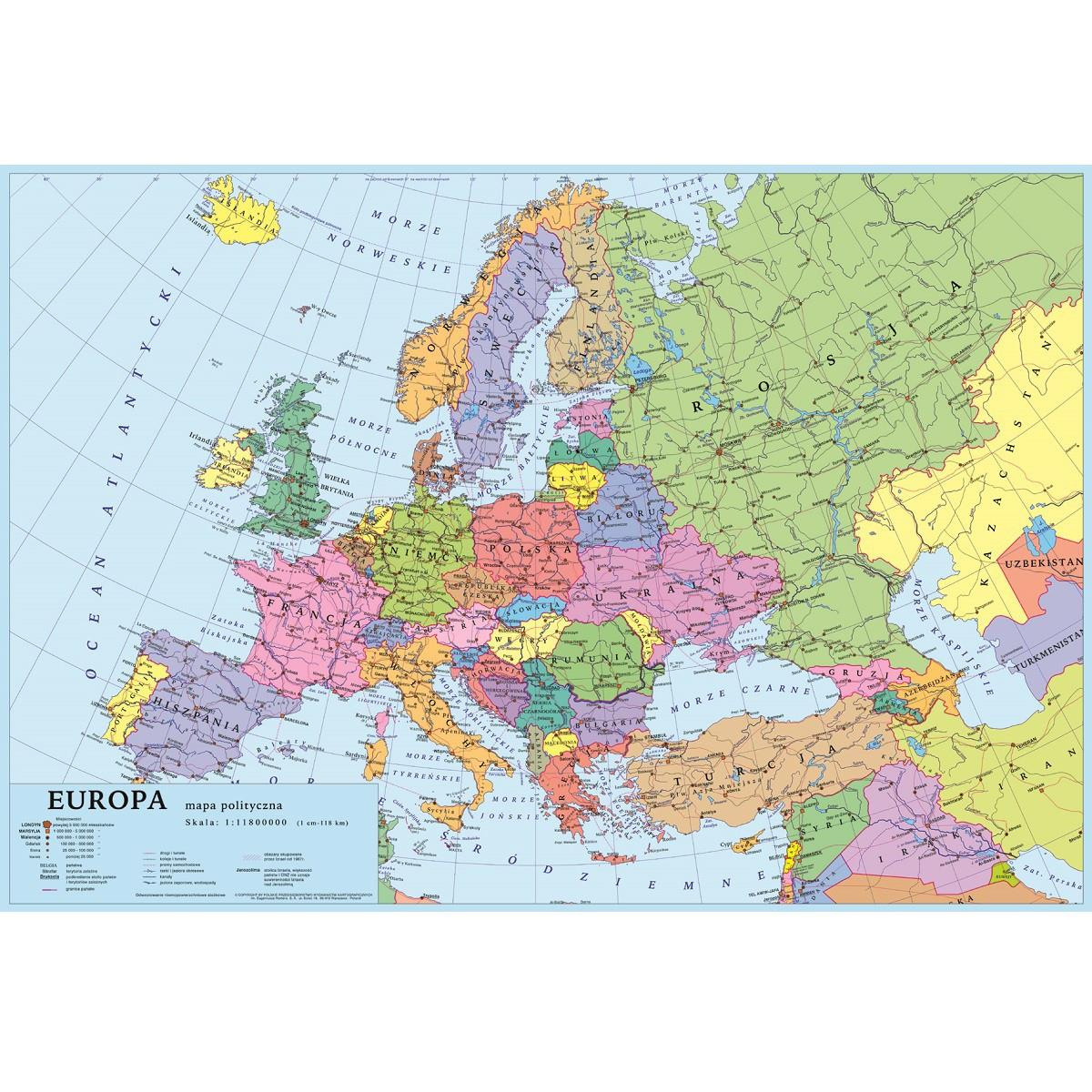 Podkładka na biurko Mapa Europy dwustronna