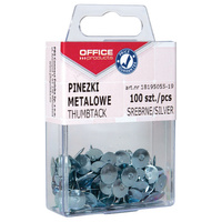 Pinezki srebrne 100 sztuk Office Products