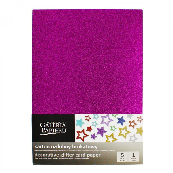 Karton ozdobny brokatowy A4 liliowy