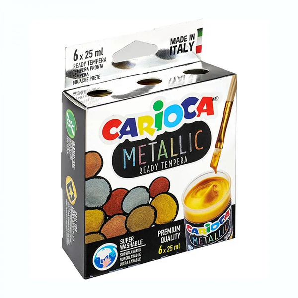 Farby tempera 6 kolorów metaliczne 25ml Carioca