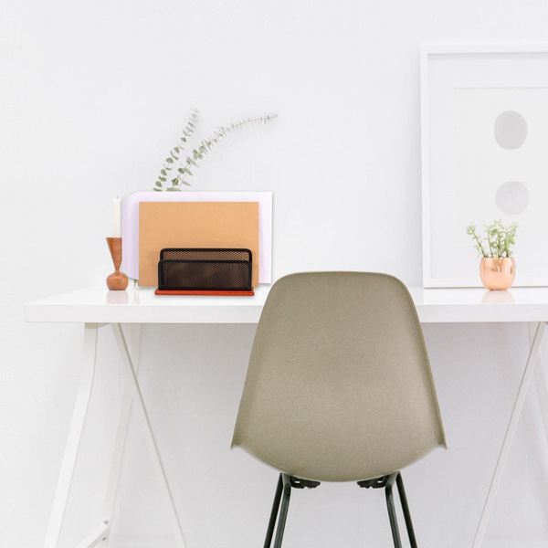 Półka na listy metalowa z drewnem czarny