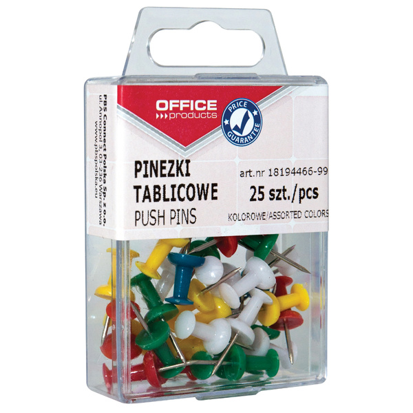 Pinezki kolorowe 25 sztuk Office Products