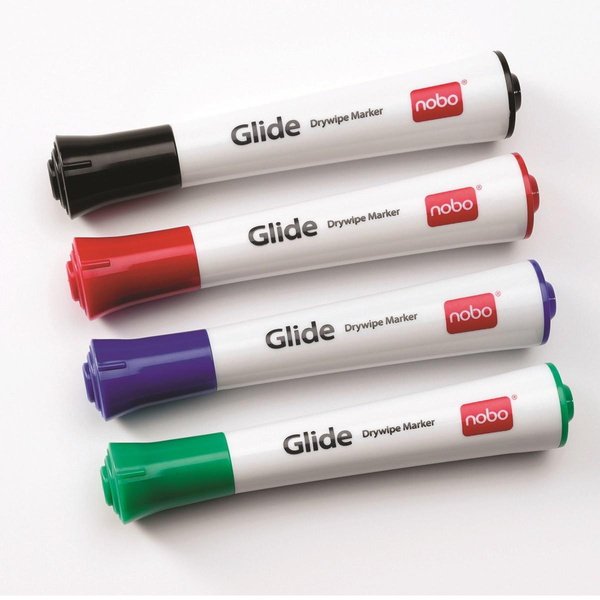 Markery suchościeralne Nobo Glide Drymarker 4 kolory końcówka okrągła