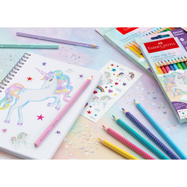 Kredki Faber Castell Grip 2001 Unicorn z naklejkami 13 kolorów