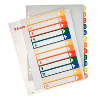 Przekładki do segregatora A4 plastikowe do nadruku 1-12 Maxi Esselte