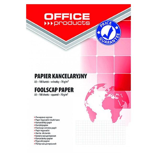 Papier kancelaryjny w kratkę A3 100 arkuszy Office Products