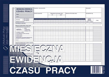 Miesięczna ewidencja czasu pracy A4