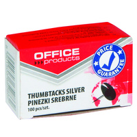 Pinezki srebrne 100 sztuk Office Products