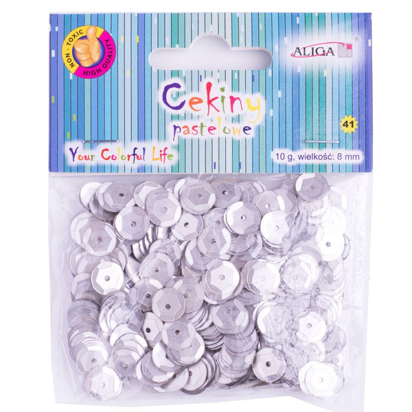 Cekiny pastelowe srebrne 8mm 10g