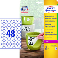 Etykiety samoprzylepne Avery Zweckform Heavy Duty białe średnica 30mm usuwalne