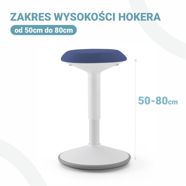 Stołek balansujący ergonomiczny granatowo-biały 50-80cm