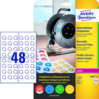 Tabliczki inspekcyjne usuwalne No Peel A4 Avery Zweckform białe średnica 20mm