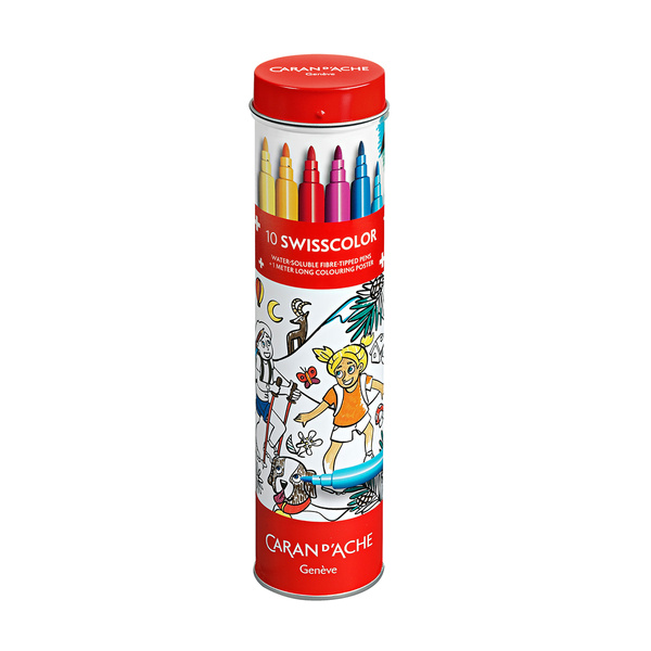 Flamastry akwarelowe w metalowej tubie Caran D'ache Swisscolor 10 kolorów