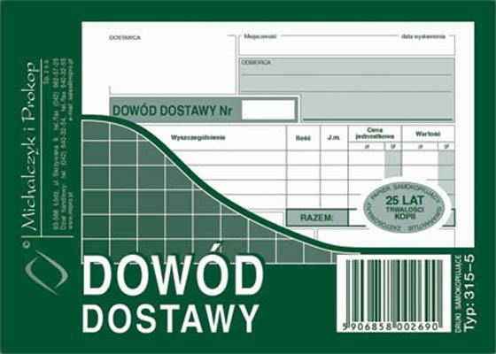 Dowód dostawy A6 wielokopia