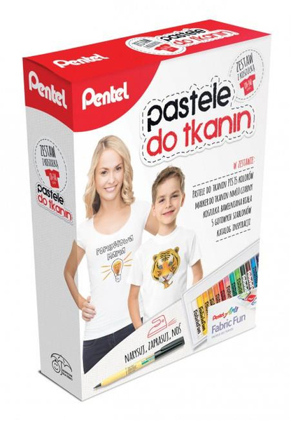 Pastele do tkanin 15 kolorów z koszulką Pentel