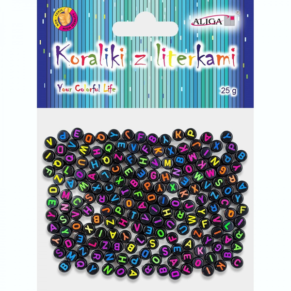 Koraliki plastikowe z literkami 7x4mm 25g