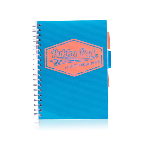 Kołozeszyt A5 w kratkę 200 stron Pukka Pad Project Book Neon niebieski