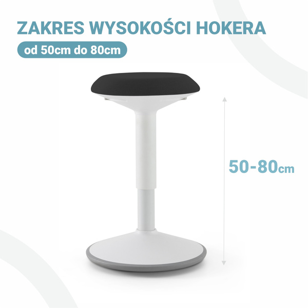 Stołek balansujący ergonomiczny czarno-biały 50-80cm