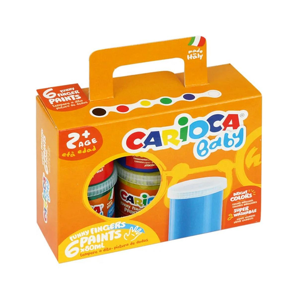 Farby do malowania palcami tempera 6 kolorów 80ml Carioca