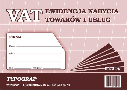 Ewidencja VAT - nabycie towarów i usług A5
