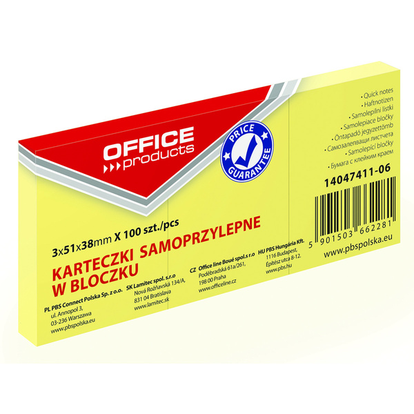 Karteczki samoprzylepne 38x51mm Office Products