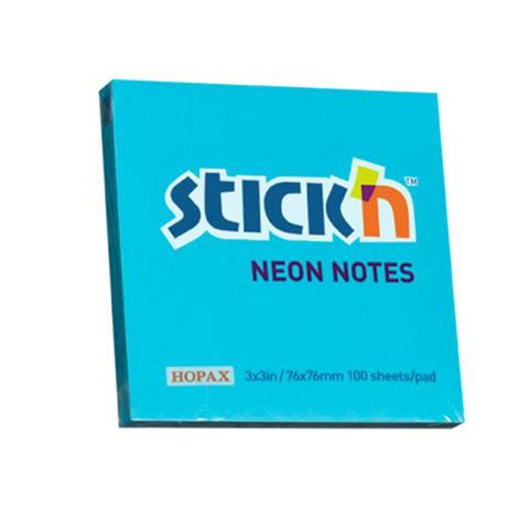 Karteczki samoprzylepne Stick`n 76x76mm niebieski neonowy
