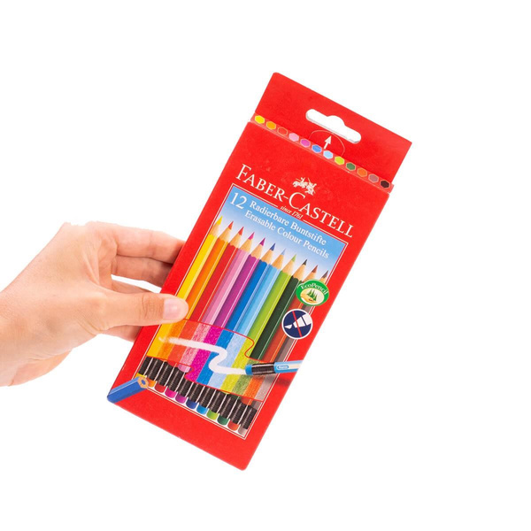 Kredki ołówkowe Faber Castell 12 kolorów z gumką