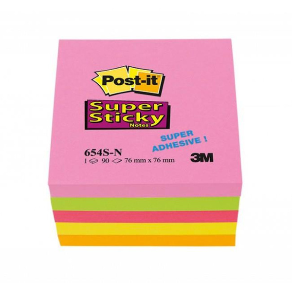 Karteczki samoprzylepne 76x76mm Post-it Super Sticky neonowe