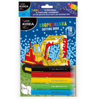 Flamastry do malowania kropkami ze stempelkami i kolorowanka Pojazdy Kidea