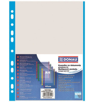 Koszulki na dokumenty Donau A4 groszkowe z kolorowym brzegiem niebieski