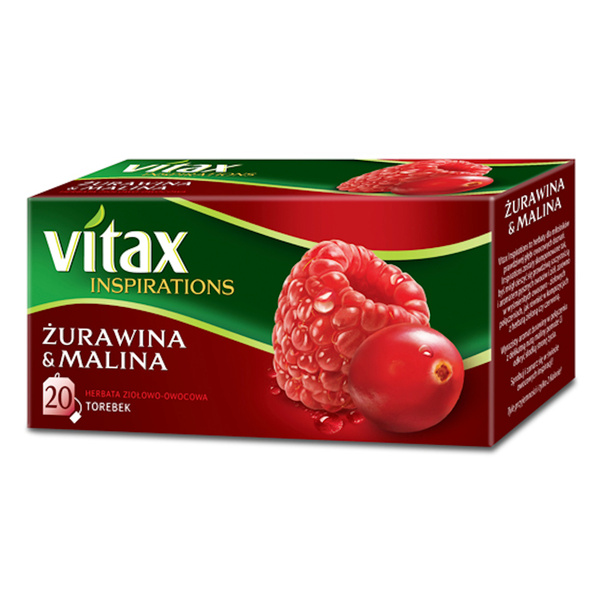 Herbata Vitax żurawina i malina 20 torebek owocowa