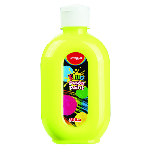 Farba plakatowa w butelce 300ml żólta fluorescencyjna Keyroad