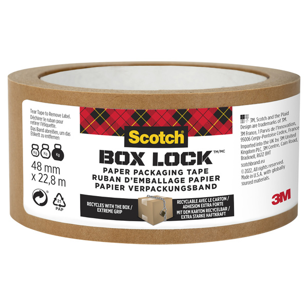 Taśma pakowa papierowa Scotch Box Lock 48mm x 22,8m brązowa