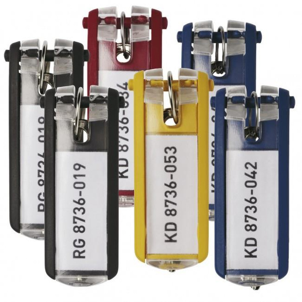 Zawieszki do kluczy Durable Key Clip - 6 sztuk czerwony