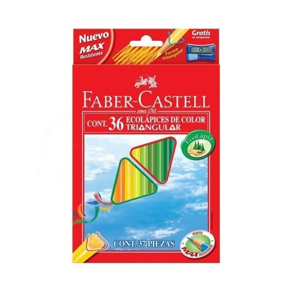 Kredki ołówkowe Faber Castell Eco Colour trójkątne z temperówką 36 kolorów