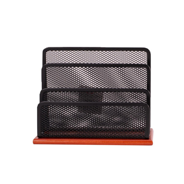 Półka na listy metalowa z drewnem czarny