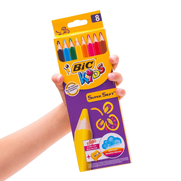 Kredki Bic Kids Super Soft 8 kolorów temperówka