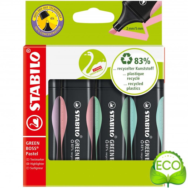 Zakreślacze pastelowe Stabilo Green Boss 4 sztuki