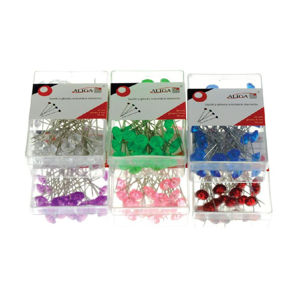 Szpilki diamenty 54mm mix kolorów 50 sztuk
