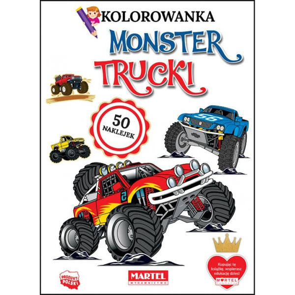 Kolorowanka z naklejkami Monster trucki