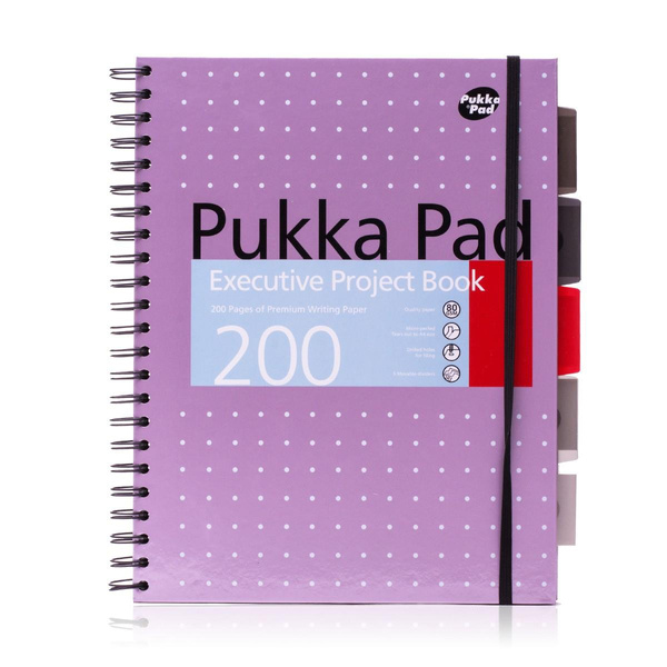 Kołozeszyt A4 w kratkę 200 stron Pukka Pad Executive Project Book Metallic różowy