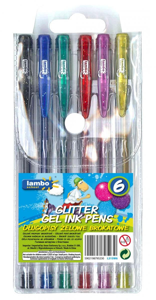 Długopis żelowy brokatowy Lambo 6 kolorów