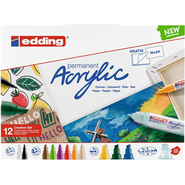 Marker akrylowy Edding Basic 12 kolorów
