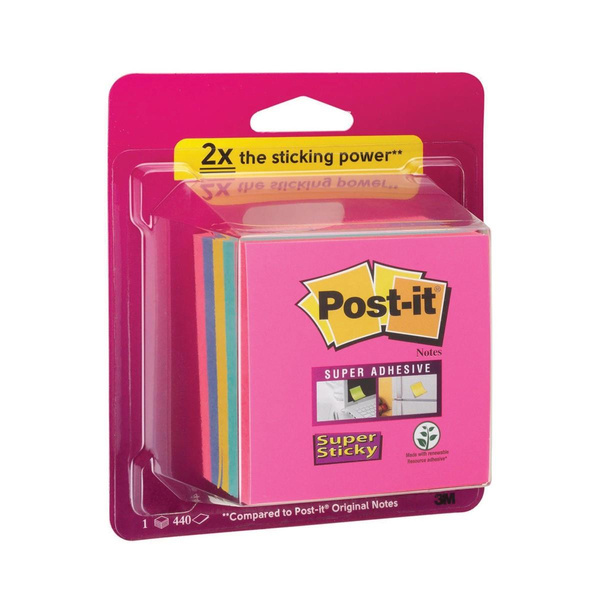 Karteczki samoprzylepne Post- It Super Sticky kostka samoprzylepna 440 kartek