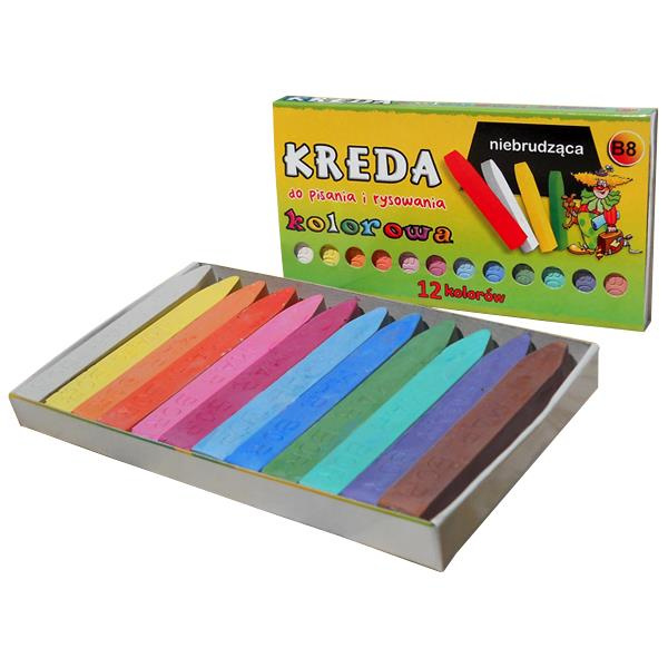 Kreda szkolna kwadratowa kolorowa B8 12 kolorów