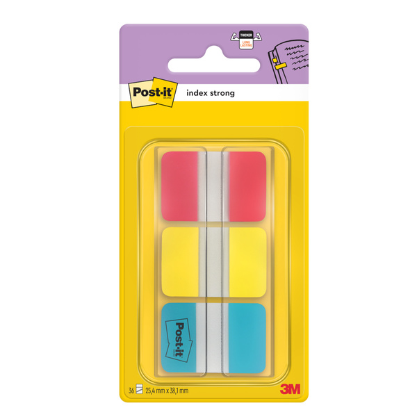 Zakładki indeksujące Post-it 3M silne 3 kolory po 22 sztuki 25x38mm 686-RYB