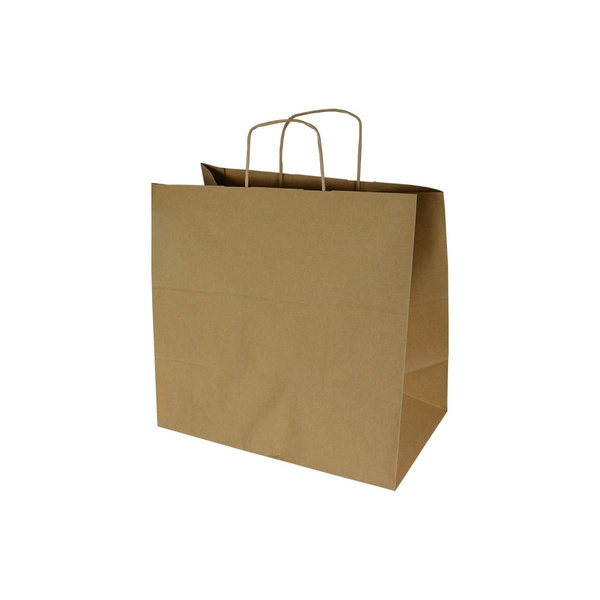 Torba papierowa ekologiczna cateringowa 340x200x330 mm brązowa