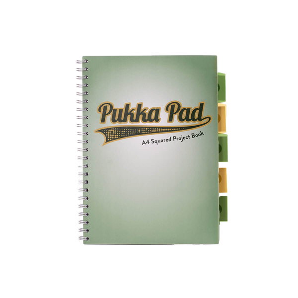 Kołozeszyt A4 w kratkę 200 stron Pukka Pad Project Book Sage